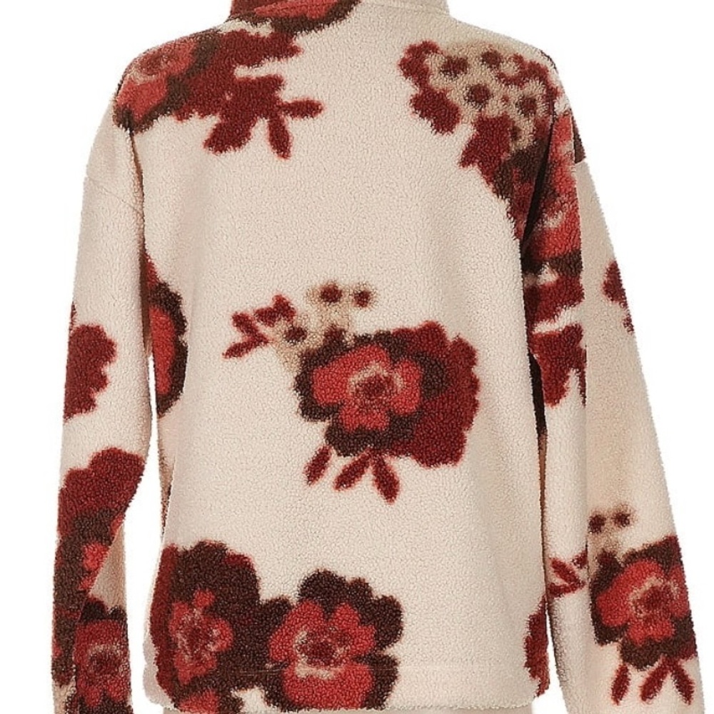 Floral Patterned Sweater - Cream and Red